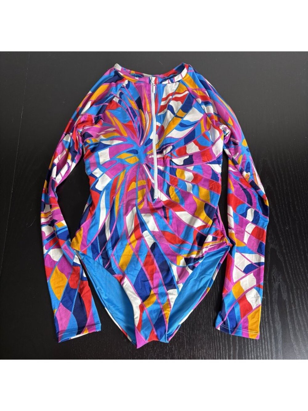 NWT TRINA TURK Womens S Long Sleeve One-Piece Rio Paddle Rashguard Swimsuit